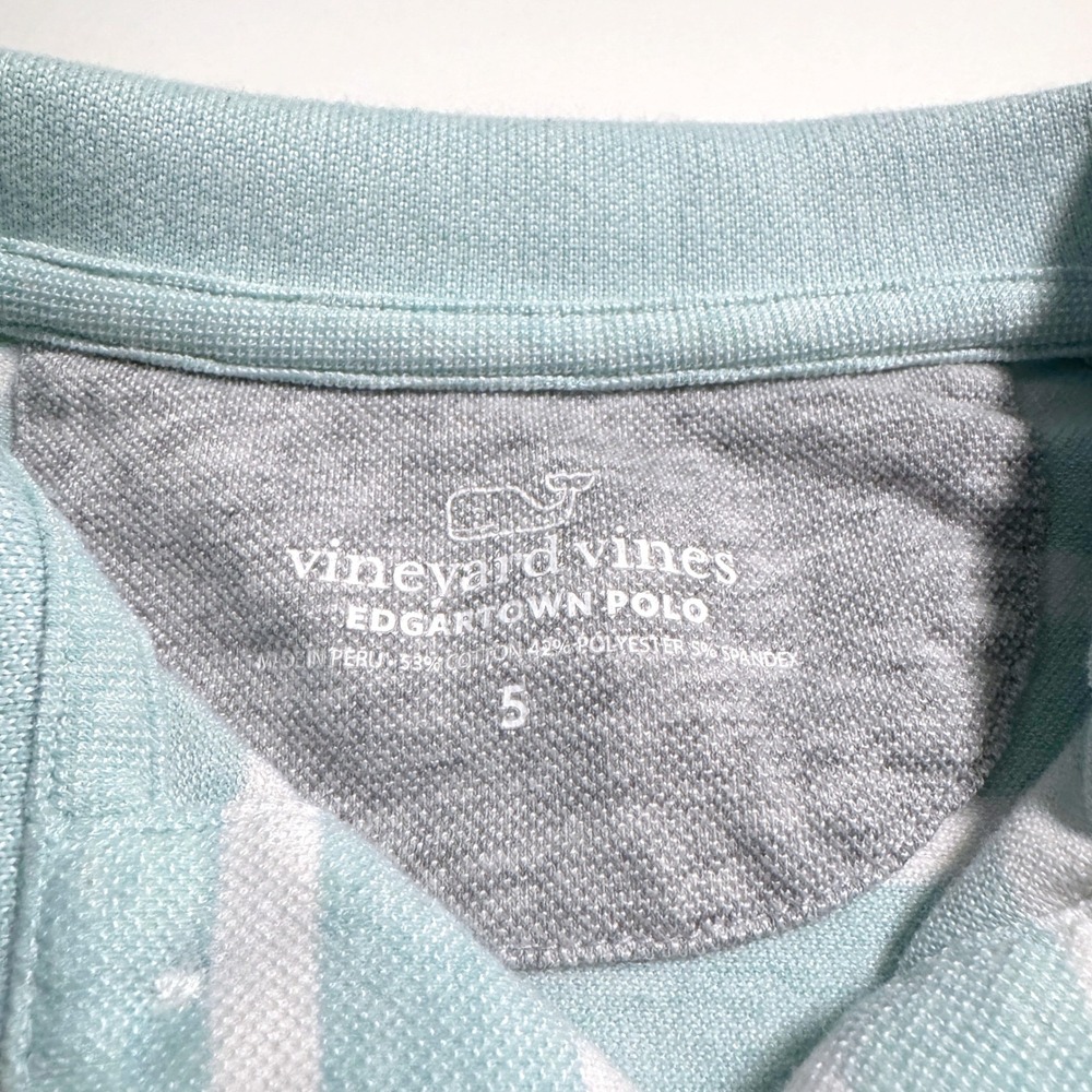Vineyard Vines Pique Polo Shirt 5 Blue White Striped Edgartown Short Sleeve - Picture 2 of 3